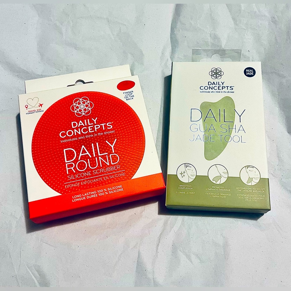 Daily Concepts Daily Round Silicone Scrubber & Daily Gua Sha (Real) Jade Tool
